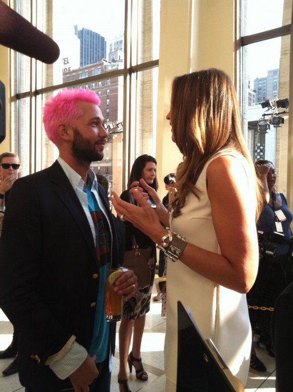 Chris Benz talking to Stephanie Wolkoff